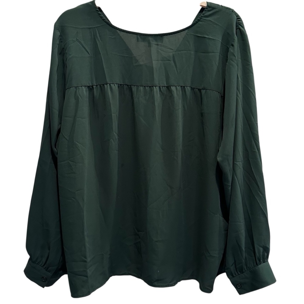 Eloquii Deep Green Button-Up Blouse Women’s 22 Plus Size - Picture 3 of 6